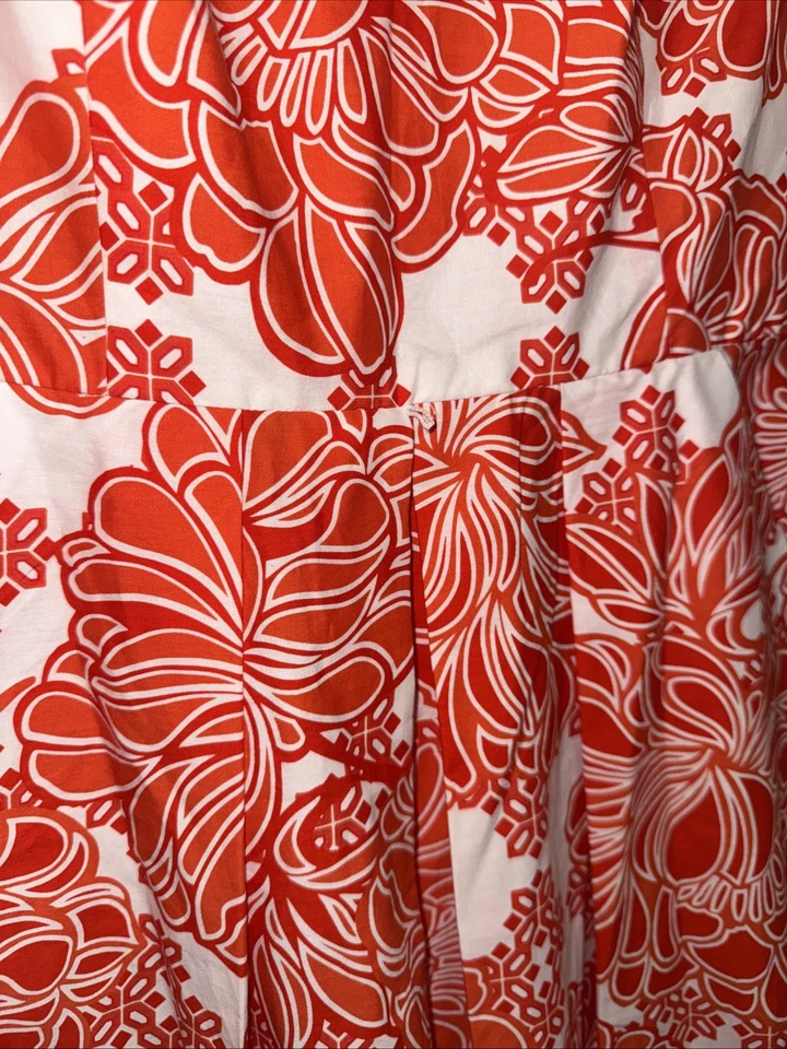 Nuevo con etiquetas Vestido Recambio Vintage Años 80 R&K Naranja Brillante Floral Hawaiano Bolsillo Luau Talla 8 Foto 3 de 4