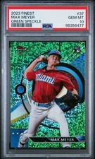 Graded 2023 Topps Finest Max Meyer 37 /125 Green Speckle Rookie Card PSA 10. rookie card picture