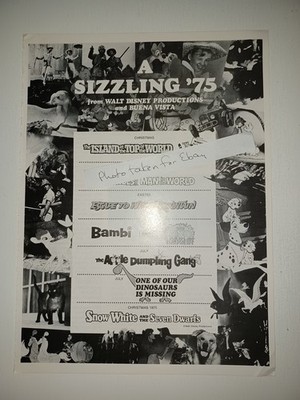 1974 Walt Disney Productions Buena Vista 9x12 Film Industry clipping ad