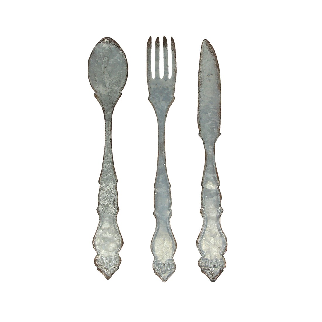 Giant Galvanized Metal Fork Spoon Knife Farmhouse Decor Kitchen Wall Hanging Set
