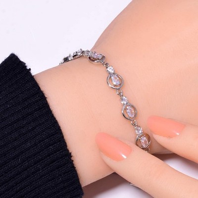 White Topaz & Cubic Zirconia 925 Sterling Silver Tennis Bracelet 8.99'' B97306922