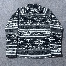 Eddie Bauer 1/4 Zip Fleece Pullover Sweater Womens Medium Aztec Black White