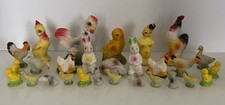 LOT OF ANTIQUE VINTAGE EASTER CHALKWARE BISQUE CERAMIC BUNNY RABBIT DECORATIONS