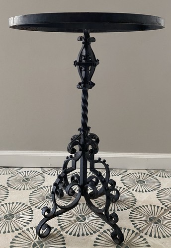 Antique Vintage Mediterranean Wrought Iron Pedestal - Barley Twist Project Piece