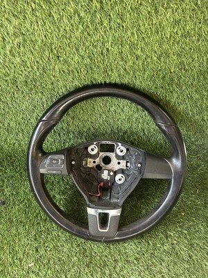 2010-2014 VOLKSWAGEN JETTA DRIVER STEERING WHEEL LEATHER BLACK W/ SWITCHES OEM