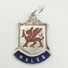 Vintage 925 Sterling Silver Wales Travel Bracelet Charm Pendant