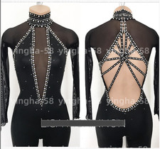 Ice Figure Skating Dress Rhythmic Gymnastics Twirling Competition black