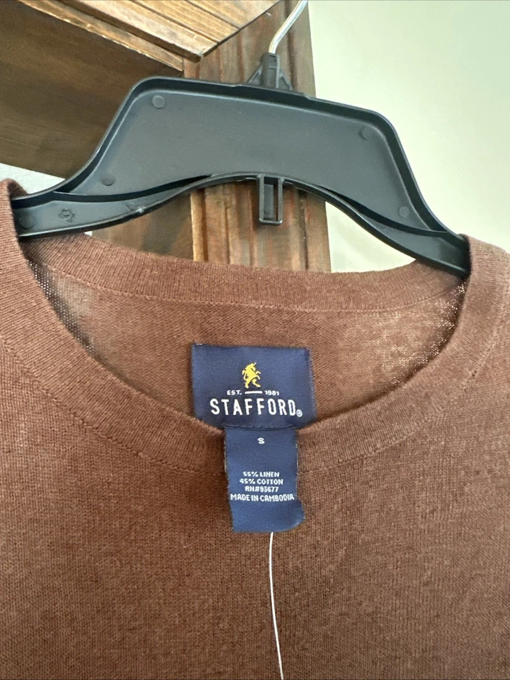 Camisa marrón occidental manga corta Stafford para hombre Foto 2 de 4