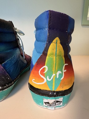 Vans Custom Painted Surf Design High Top Skate Shoes