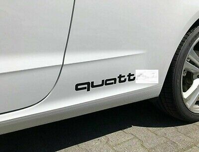 2x Audi Quattro Schriftzug 40 x 4,5 cm Weiß Hochglanz Aufkleber