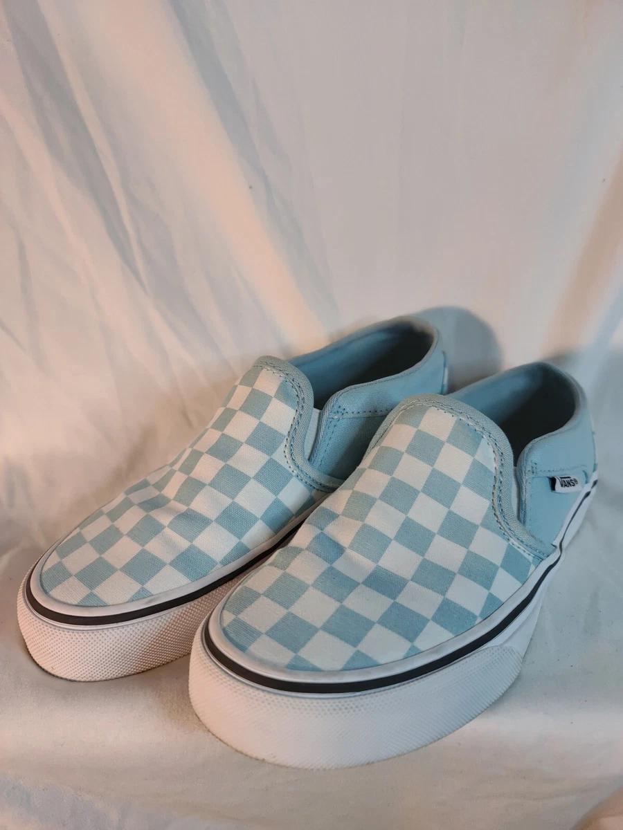 Light blue slip clearance on vans with checkerboard