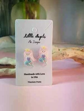 Mermaid clip on resin earrings for girls, teens, women birthday gifts