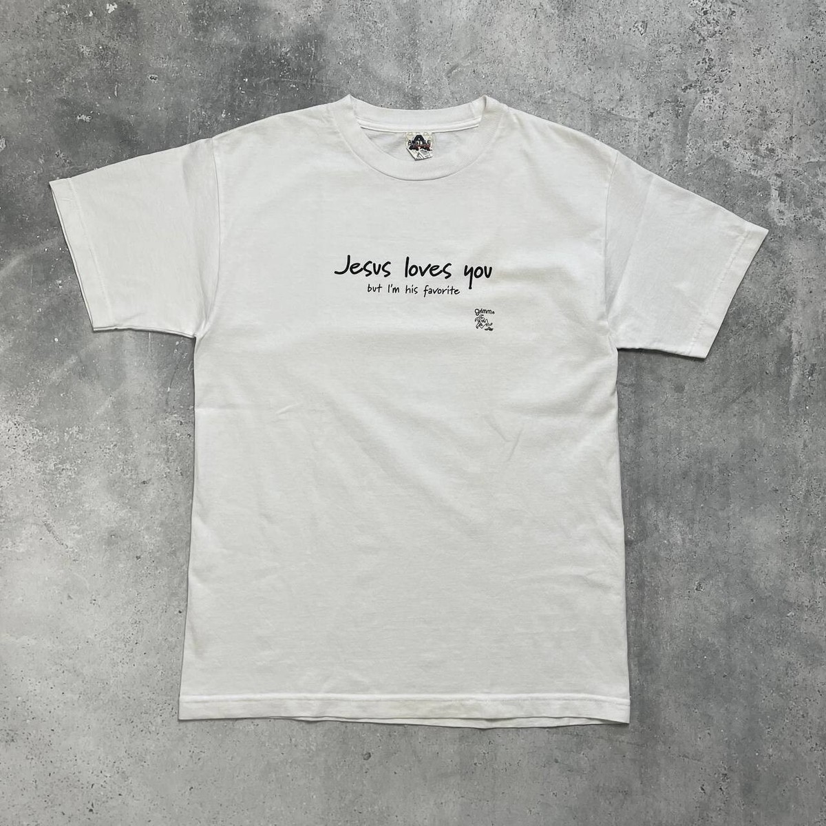 Vintage 2000s Quote Jesus Loves You, But I'm His Favorite T Shirt White  Size M