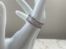 925 Sterling Silver White  Pink Gemstone Ring Made in China Size 7 