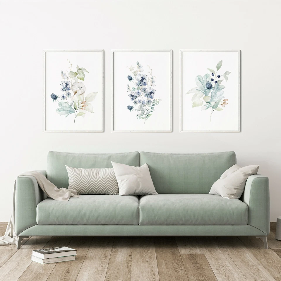 Set of 3 Wildflowers Watercolor Wall Art Prints. Great Boho/Hampton style Decor - Image 2 of 4
