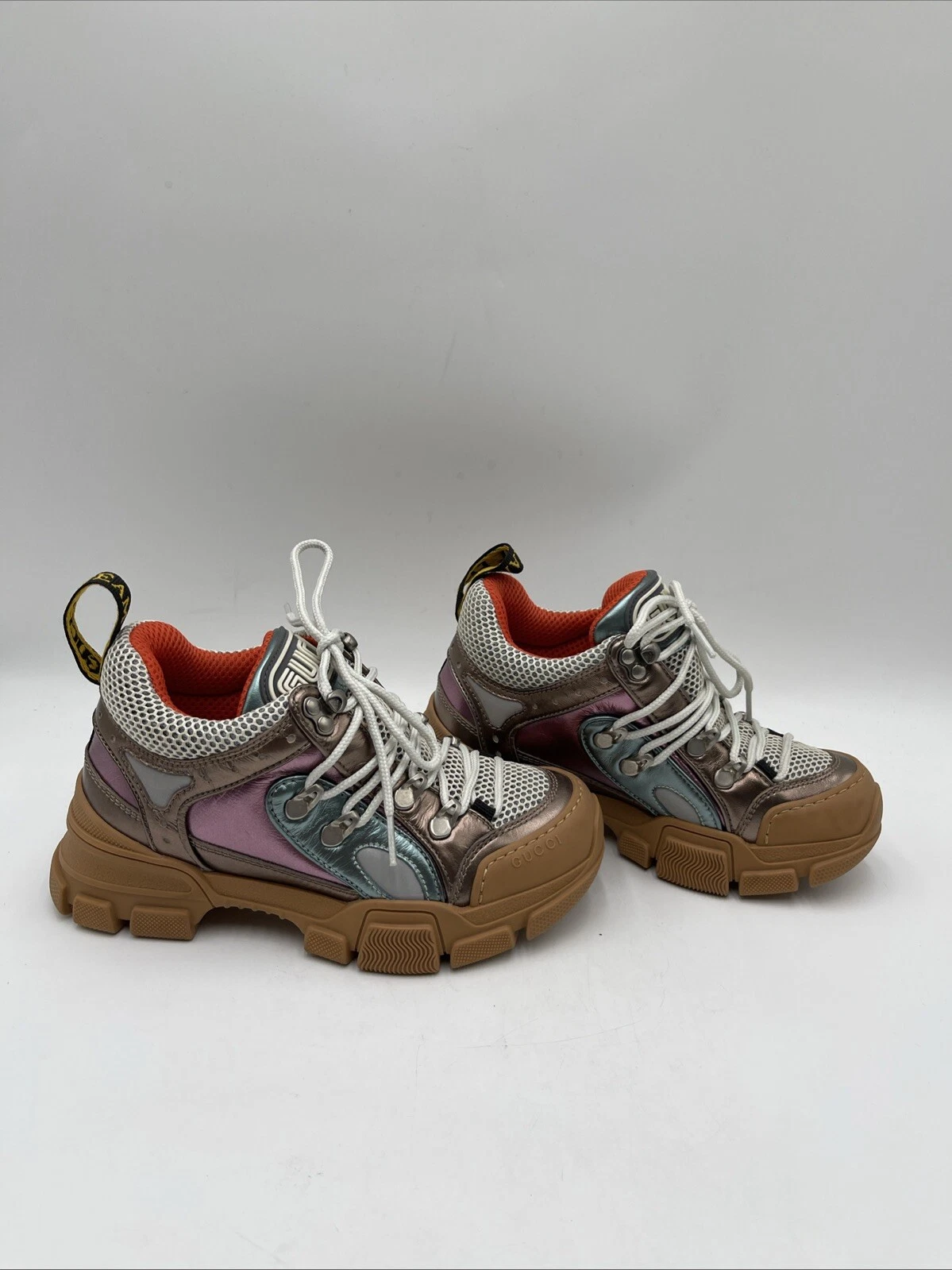 Baskets Gucci Flashtrek en cuir métallisé multicolore pointure 34,5