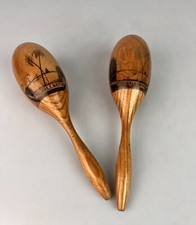 Maracas Set of 2 Wood Rumba Shakers 11'' Puerto Vallarta