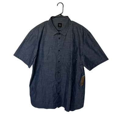 Vans Shirt Mens 2XL XXL Blue Chambray Cotton Skate Skater Beach Short Sleeve
