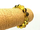 AMBER BRACELET Gift Yellow Round Beads Baltic Amber Ladies Elastic 17,2g 14161