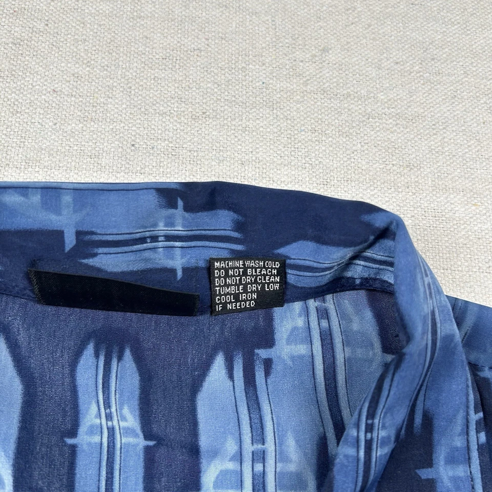 Vintage ODO Shirt Mens XL Camp Polyester Button Up Skulls Flames Y2K 90s Rave - Image 4 of 4