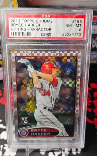 2012 Bryce Harper RC Rookie PSA 8 Topps Chrome XFRACTOR #196