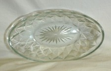Diamond Starburst Relish Candy Dish Oval Clear Glass