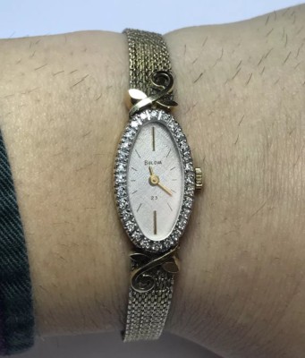 Bulova Lady\'s Diamonds Watch 14k Yellow Gold Vintage 14K Yellow Gold & Diamond Bulova Ladies Rope & Bead  main image 4