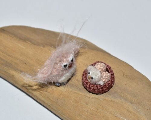 Casa de muñecas miniatura roble artista búho nido huevos animales muñecas búho regalo 0,8" - Imagen 5 de 8