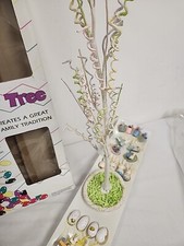 Vintage EASTER TREE 18" With 24 Hand Painted Wood Ornaments Midwestern Home Pro.
