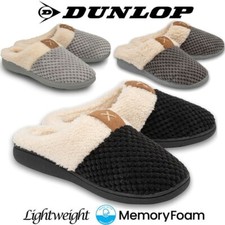 LADIES SLIPPERS WOMEN DUNLOP MEMORY FOAM FUR THERMAL MULE BOOTS WARM CLOGS SIZE