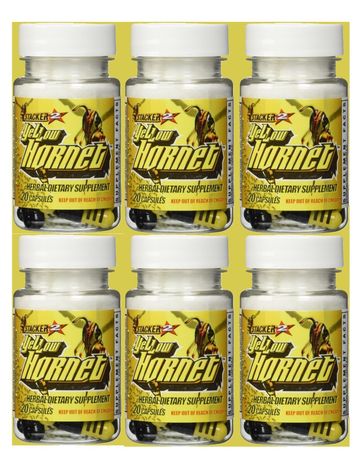 Yellow Hornet Herbal Dietary Supplement 20 x 6ct= 120 Caps