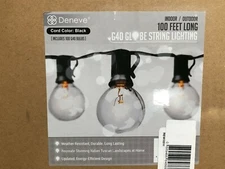 DENEVE G40 GLOBE STRING LIGHTING, 100 FEET LONG -WEAHTER RESISTANT FREE SHIP
