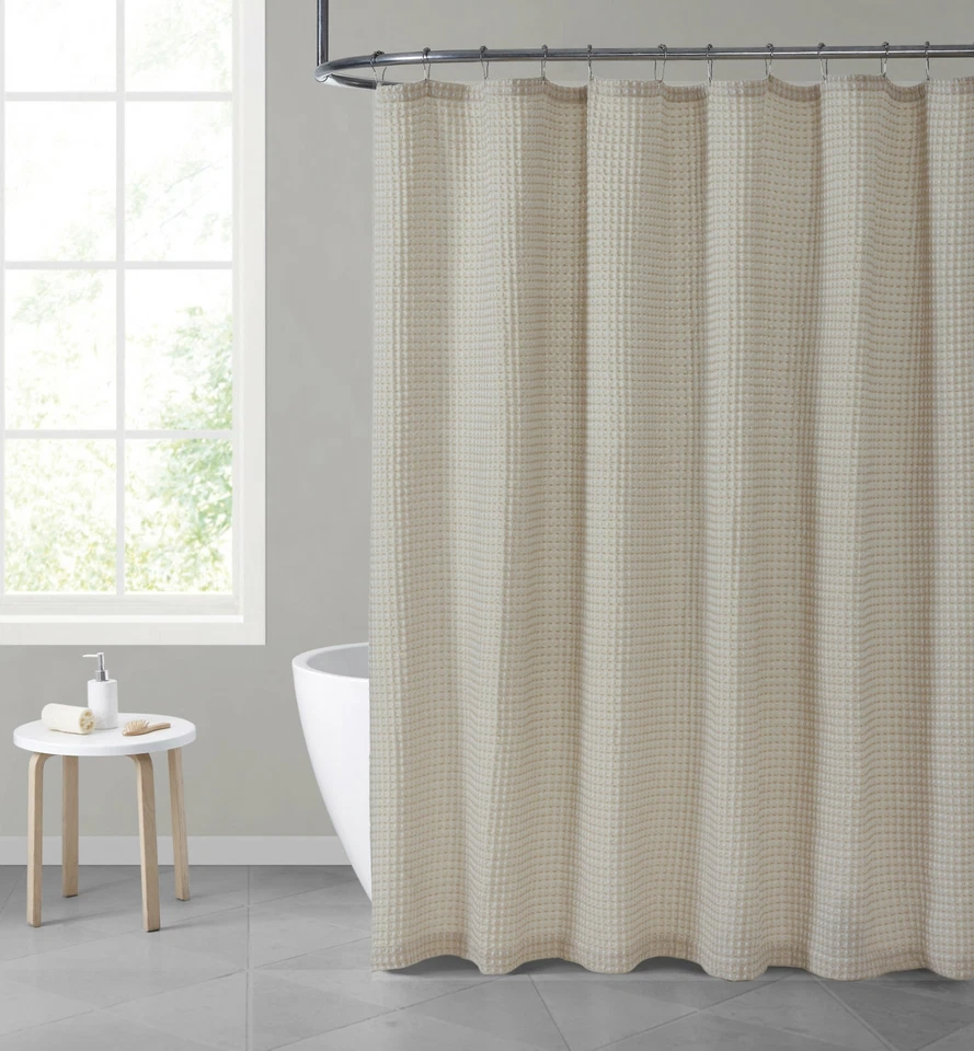 Hotel Collection Luxurious Waffle Weave Fabric Shower Curtain - Assorted Colors - Image 2 of 4