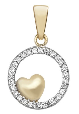 Pendentif Femme Cœur Plaqué Or Et Zirconium – Chaîne En Option, Neuf