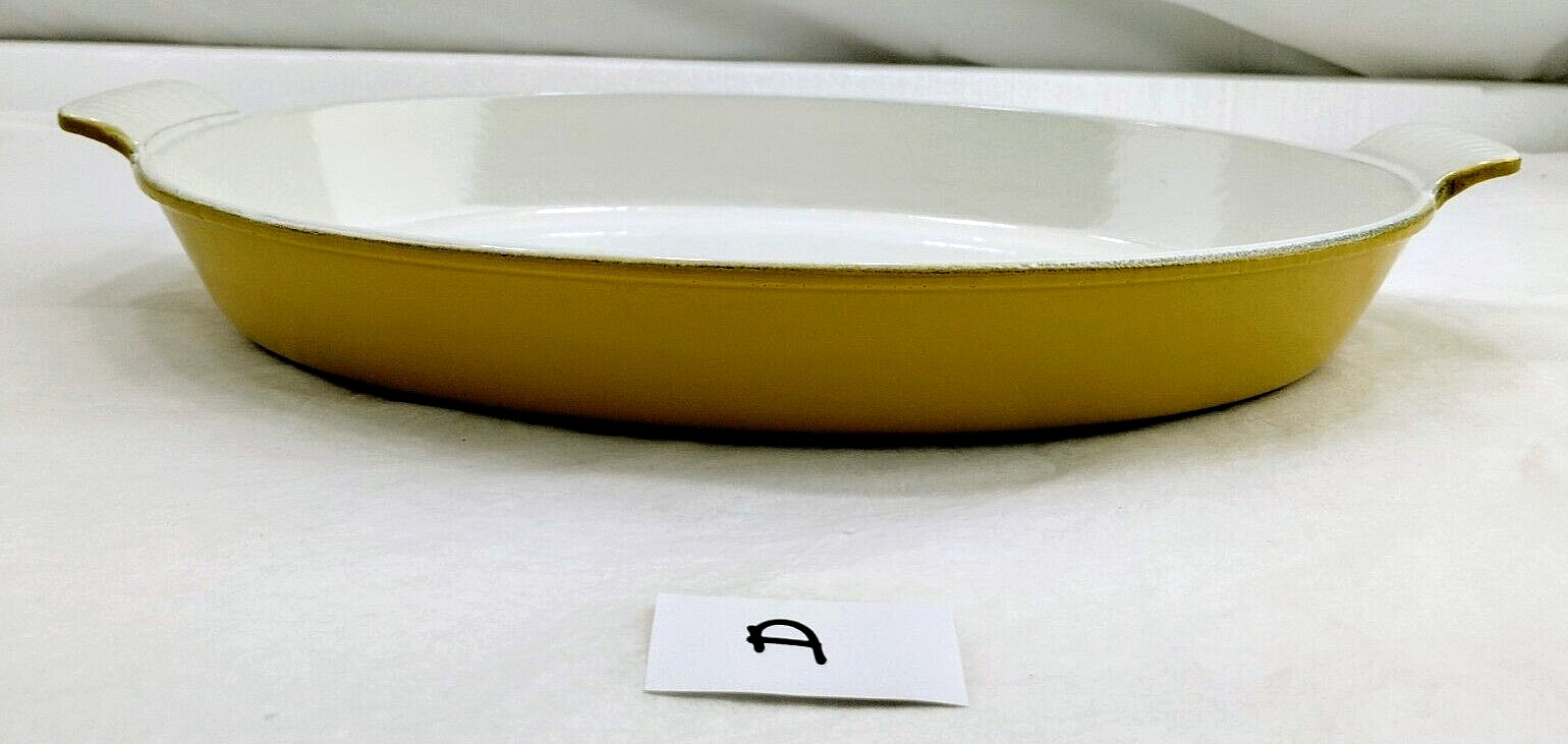 DESCOWARE 13.5" Oval Cast Iron Enamel OAG 34 Yellow Gold Mustard Baker Casserole
