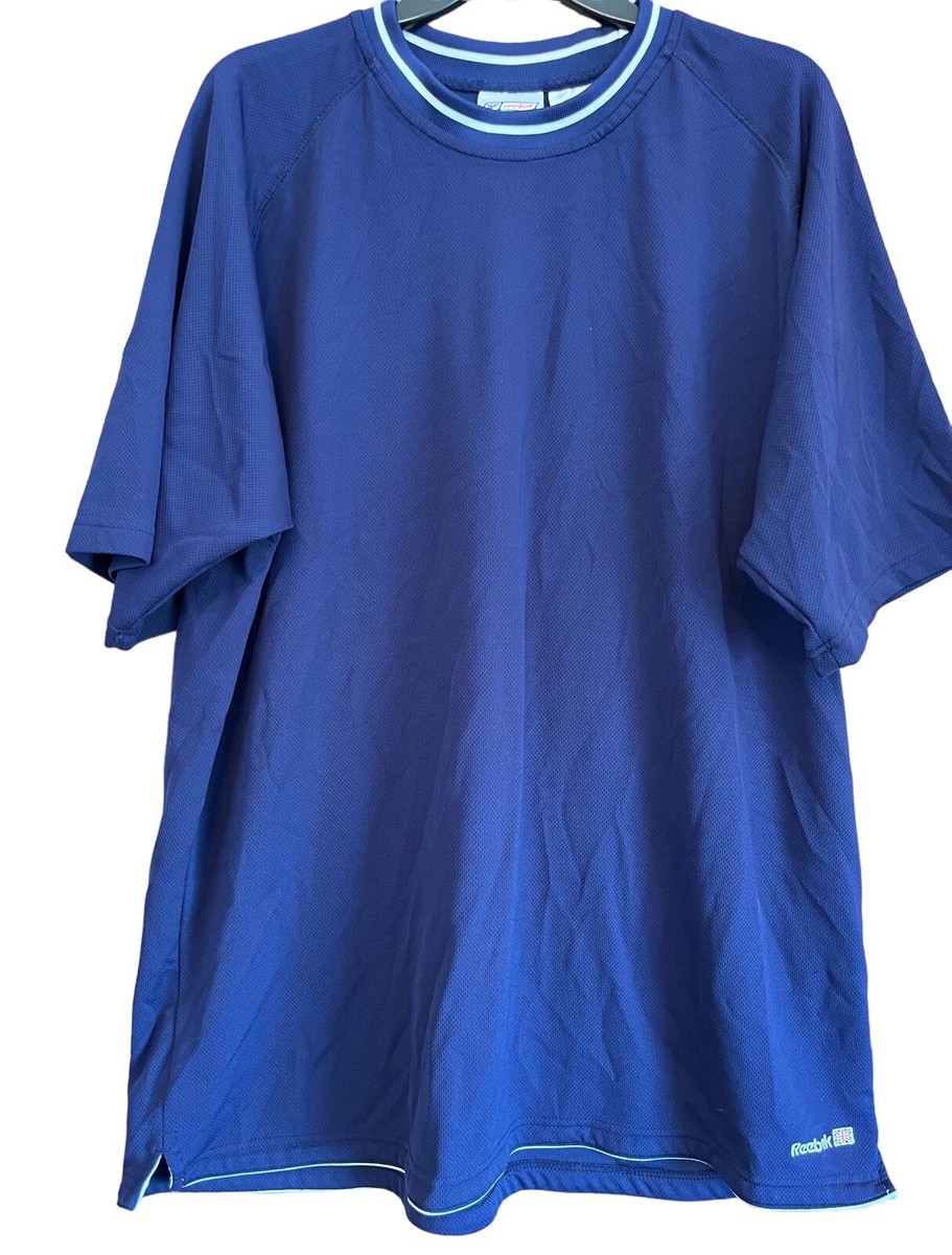 Reebok TShirt Mens XXL Blue Crew Neck Golf Stretch Classic Fit