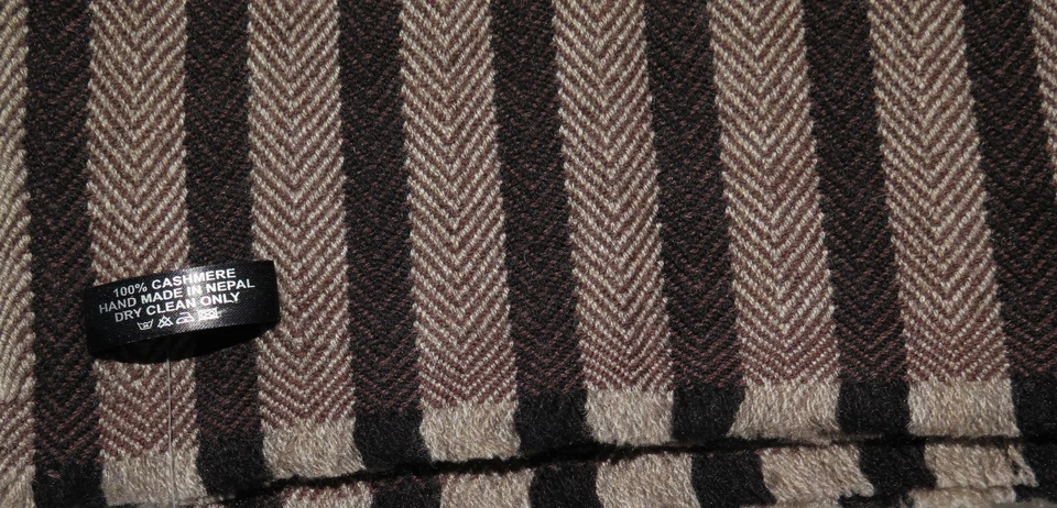 Cachemira|Manta/Tiro|Telar a mano|Nepal|"Natural"|Tejido mixto de 3 colores|B++ Foto 2 de 4