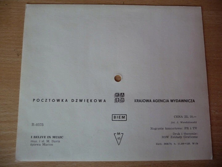 Flexi Marion Rung - I Believe In Music (1974) - Bild 2 von 3