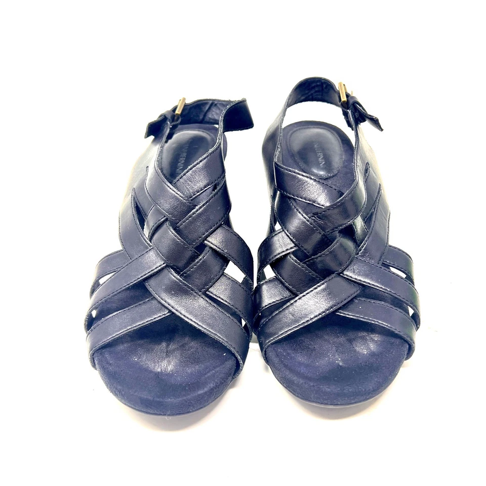 Giani Bernini Justyne Leather Heels Strappy Sandal Black Size 7.5 Block Heel - Image 2 of 4