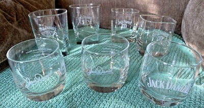 Set of 7 Assorted Jack Daniels Square Whiskey Glasses