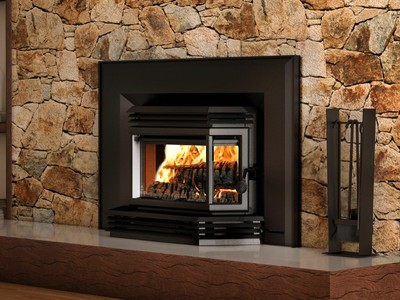 Osburn 2200 Wood Burning Stove Insert 3 Sided Bay Window And