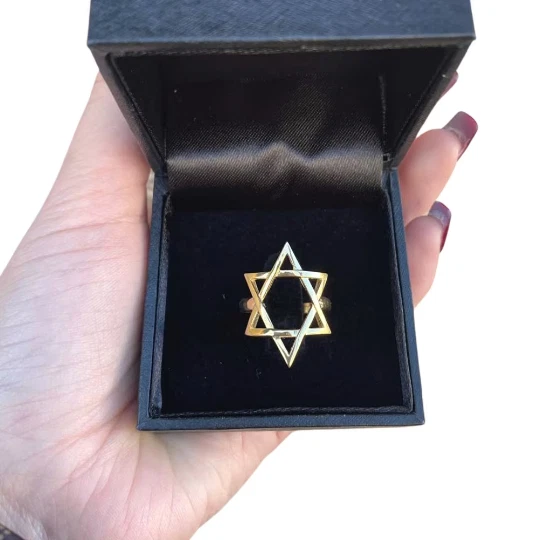 Large Star of David Jewish Ring In 14K Rose Gold Kabbalah Magen David Jewelry - Image 4 of 4