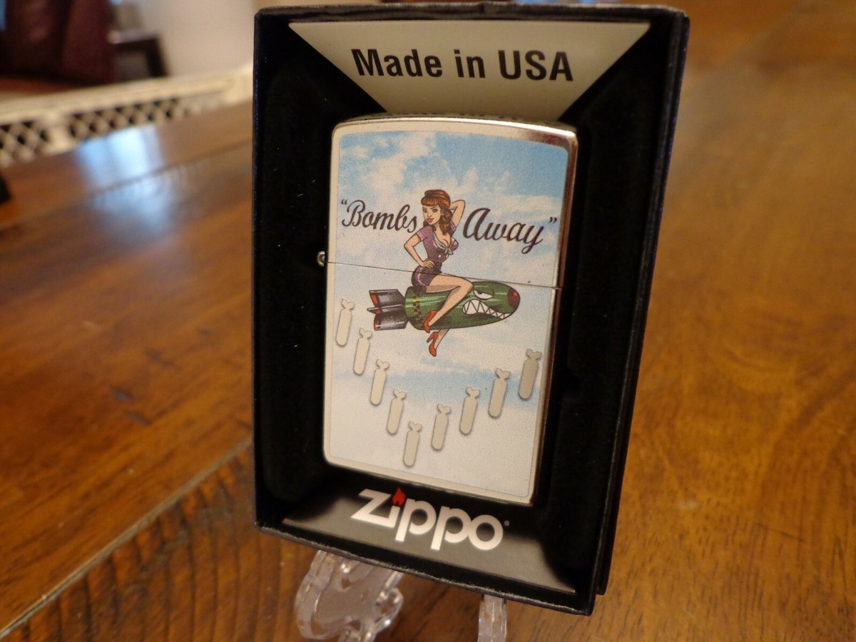 BOMBS AWAY 2 NOSE ART WWII PINUP GIRL STREET CHROME ZIPPO LIGHTER