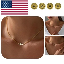 Cross Necklace for Women 14K Gold Silver Plated Dainty Small Cross Pendant Ch...