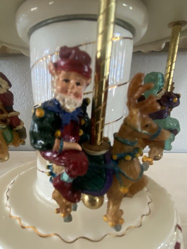 Elements Weihnachtsmann und Elfe musikalisches Feiertagskarussell #99118840JC Jade Porzellan Vintage - Bild 6 von 11