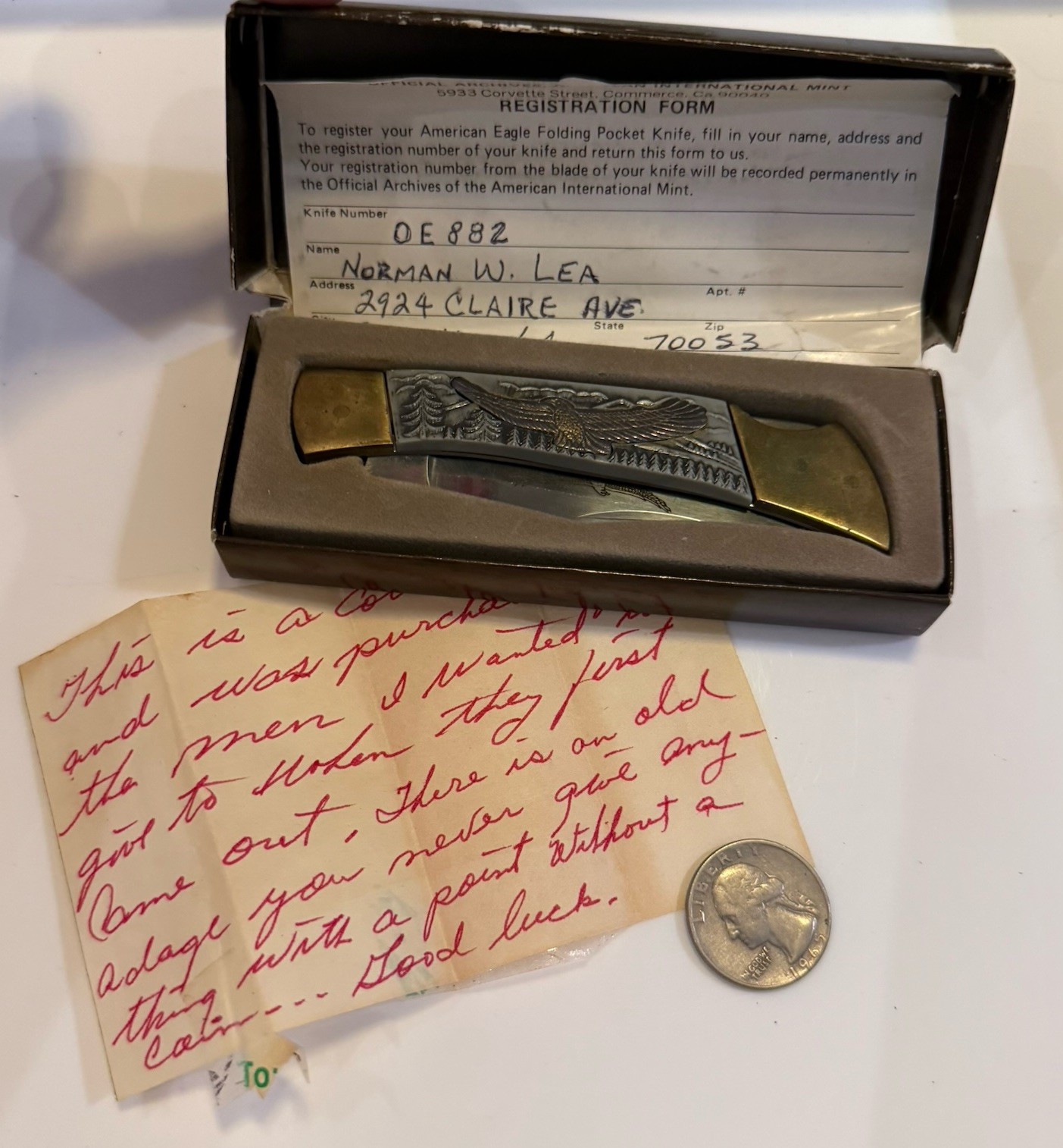 Vintage American Eagle Folding Pocket Knife Japan Stainless GE662 Box Letter