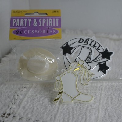 Drill team plastic hangers and White  cowboy hat felt