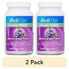  2 pack ReliOn Glucose Chewable Tablets Natural Grape Flavor 50 Count