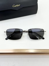 Cartier CT0575OA Men's Titanium Rectangular Sunglasses Gunmetal Gray 54mm