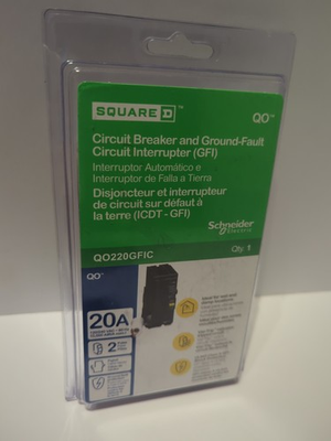 #ad Square D QO 20A Circuit Breaker and Ground Fault Interrupter GFI QO220GFIC $95.00